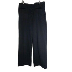 Women's Small Halara Black Button High Waist  Pull-On Dress Wide Leg Pants Pkts